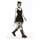 Darkinlove Women's Gothic Plunging Spider Mesh Splice Witch Slip Dress