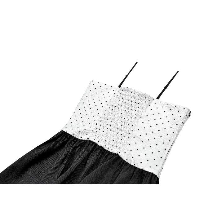 Darkinlove Women's Gothic Polka Dot Lace-up Flared Slip Dress
