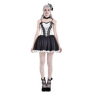 Darkinlove Women's Gothic Polka Dot Lace-up Flared Slip Dress