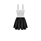 Darkinlove Women's Gothic Polka Dot Lace-up Flared Slip Dress