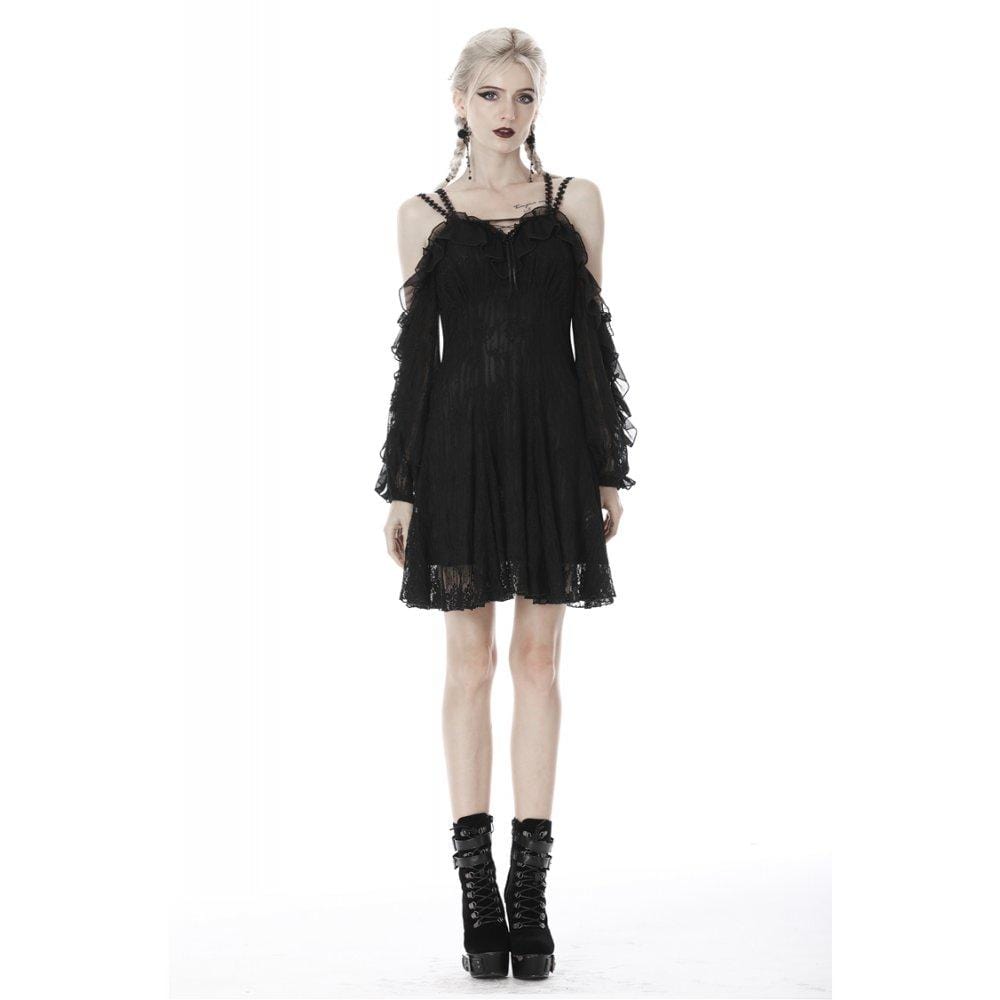 Darkinlove Women's Gothic princess off shoulder sexy lace dress