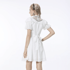 Darkinlove Women's Gothic Puff Sleeved Bowknot White Dress