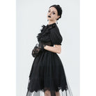 Darkinlove Women's Gothic Puff Sleeved High/low Multilayer Chiffon Dress