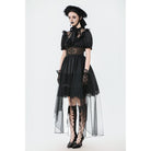 Darkinlove Women's Gothic Puff Sleeved High/low Multilayer Chiffon Dress