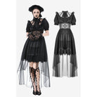 Darkinlove Women's Gothic Puff Sleeved High/low Multilayer Chiffon Dress