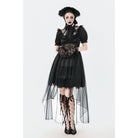 Darkinlove Women's Gothic Puff Sleeved High/low Multilayer Chiffon Dress