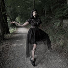 Darkinlove Women's Gothic Puff Sleeved High/low Multilayer Chiffon Dress