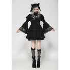 Darkinlove Women's Gothic Puff Sleeved Layered Ruffled Grad Dress