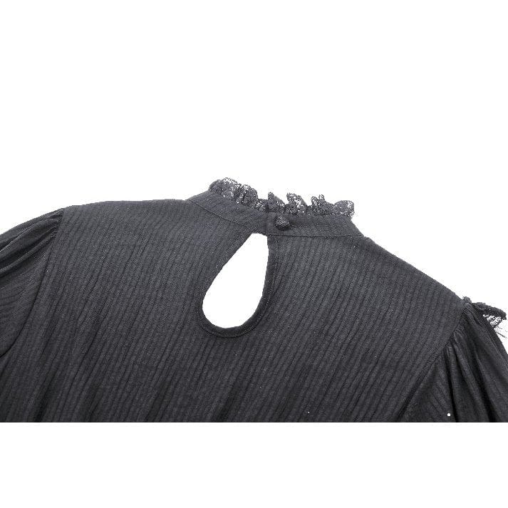 Darkinlove Women's Gothic Puff Sleeved Layered Ruffled Grad Dress