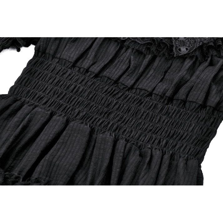 Darkinlove Women's Gothic Puff Sleeved Layered Ruffled Grad Dress