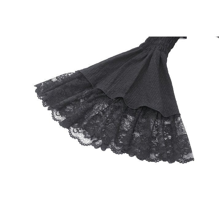 Darkinlove Women's Gothic Puff Sleeved Layered Ruffled Grad Dress