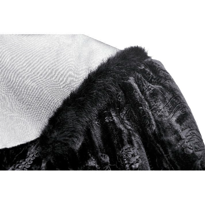 Darkinlove Women's Gothic Puff Sleeved Mesh Splice Velvet Formal Dress