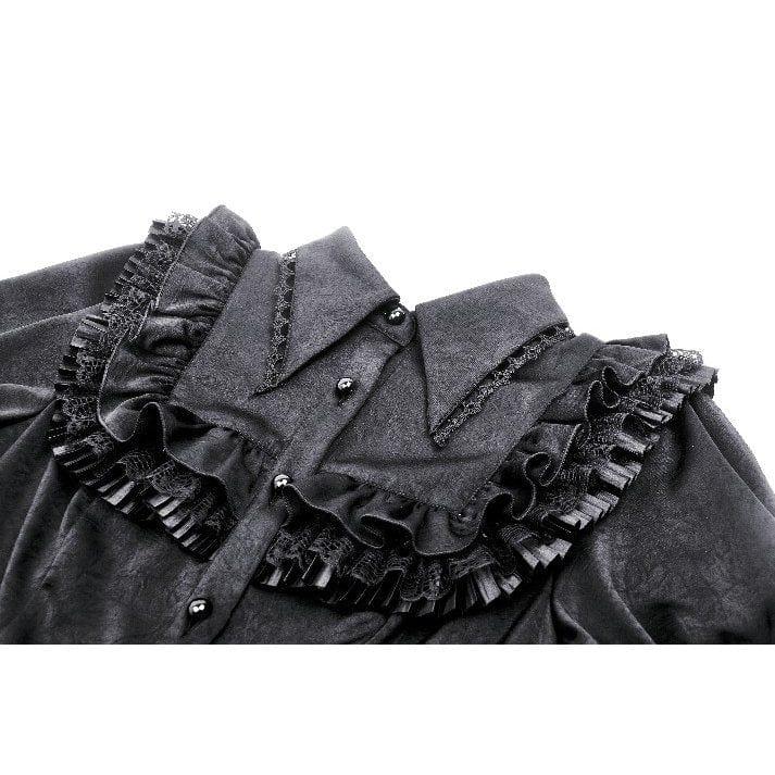 Darkinlove Women's Gothic Puff Sleeved Ruffled Shirt