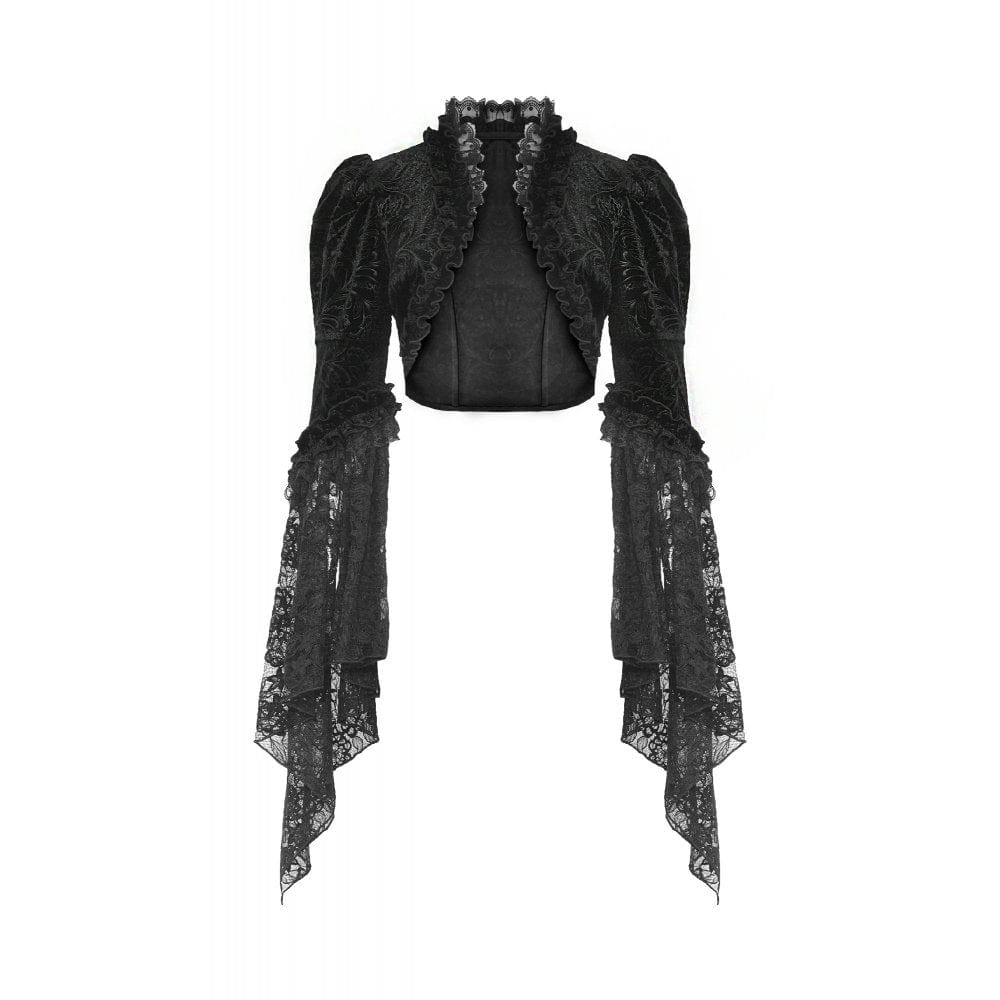 Darkinlove Women's Gothic Puff Sleeved Ruffled Velvet Cape