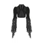 Darkinlove Women's Gothic Puff Sleeved Ruffled Velvet Cape