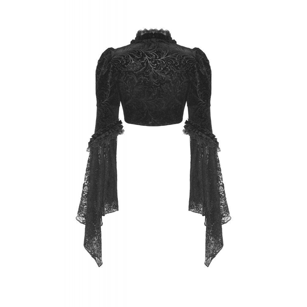 Darkinlove Women's Gothic Puff Sleeved Ruffled Velvet Cape