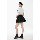 Darkinlove Women's Gothic Puff Sleeved Short Sleeved Shirt with Lace Bow Tie
