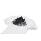 Darkinlove Women's Gothic Puff Sleeved Short Sleeved Shirt with Lace Bow Tie