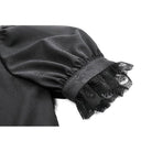 Darkinlove Women's Gothic Puff Sleeved Short Sleeved Shirt with Lace Tie