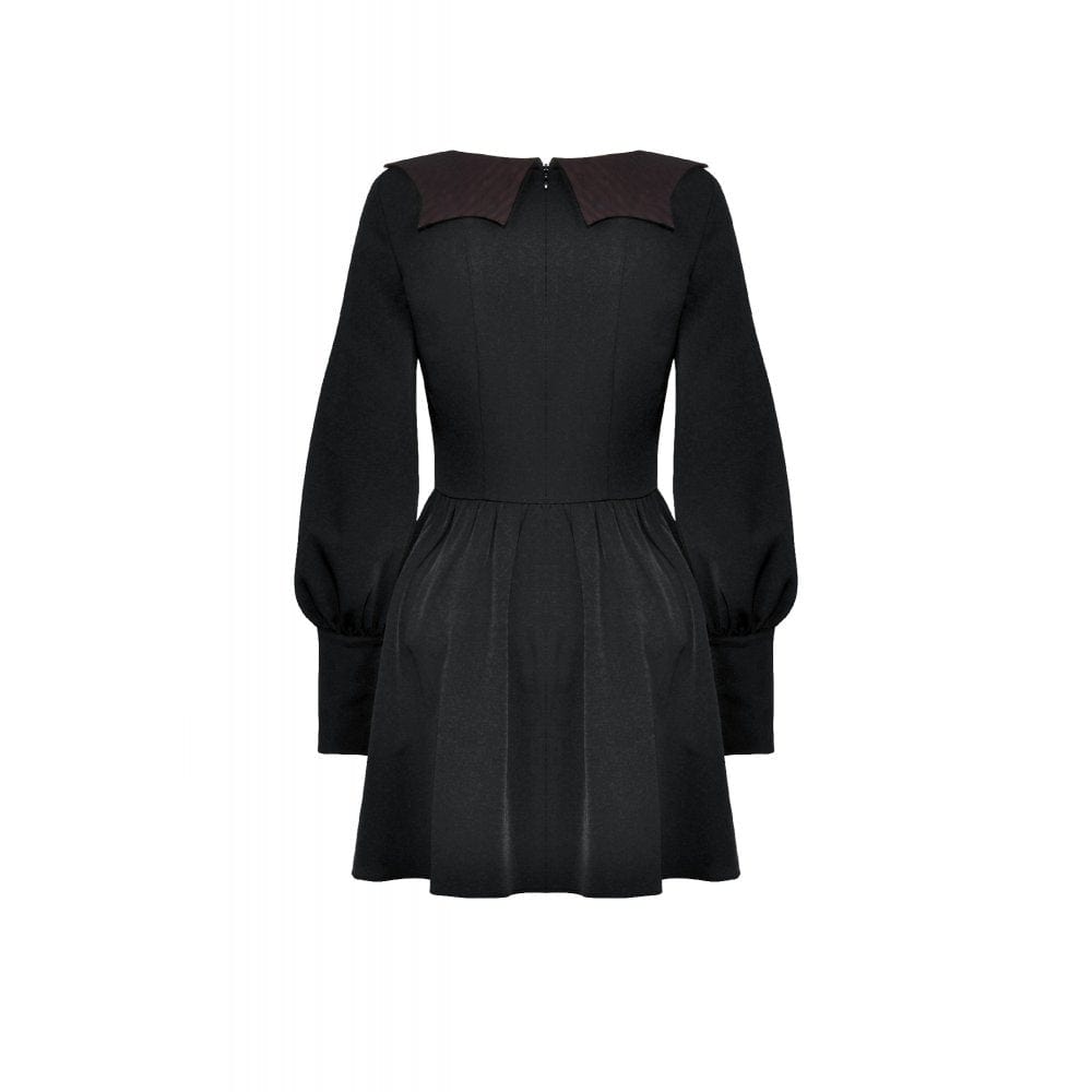 Darkinlove Women's Gothic Puff Sleeved Skull Dress