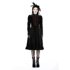 Darkinlove Women's Gothic Puff Sleeved Stand Collar Velvet Dress