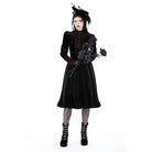Darkinlove Women's Gothic Puff Sleeved Stand Collar Velvet Dress