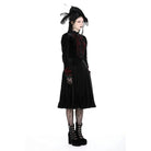 Darkinlove Women's Gothic Puff Sleeved Stand Collar Velvet Dress