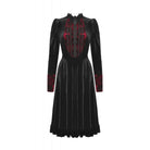 Darkinlove Women's Gothic Puff Sleeved Stand Collar Velvet Dress