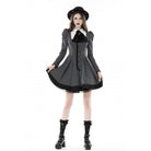 Darkinlove Women's Gothic Puff Sleeved Striped Dress