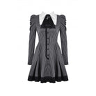 Darkinlove Women's Gothic Puff Sleeved Striped Dress