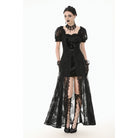 Darkinlove Women's Gothic Puff Sleeved Two-piece Lace Maxi Dress