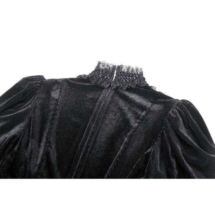 Darkinlove Women's Gothic Puff Sleeved Velvet Homecoming Dress