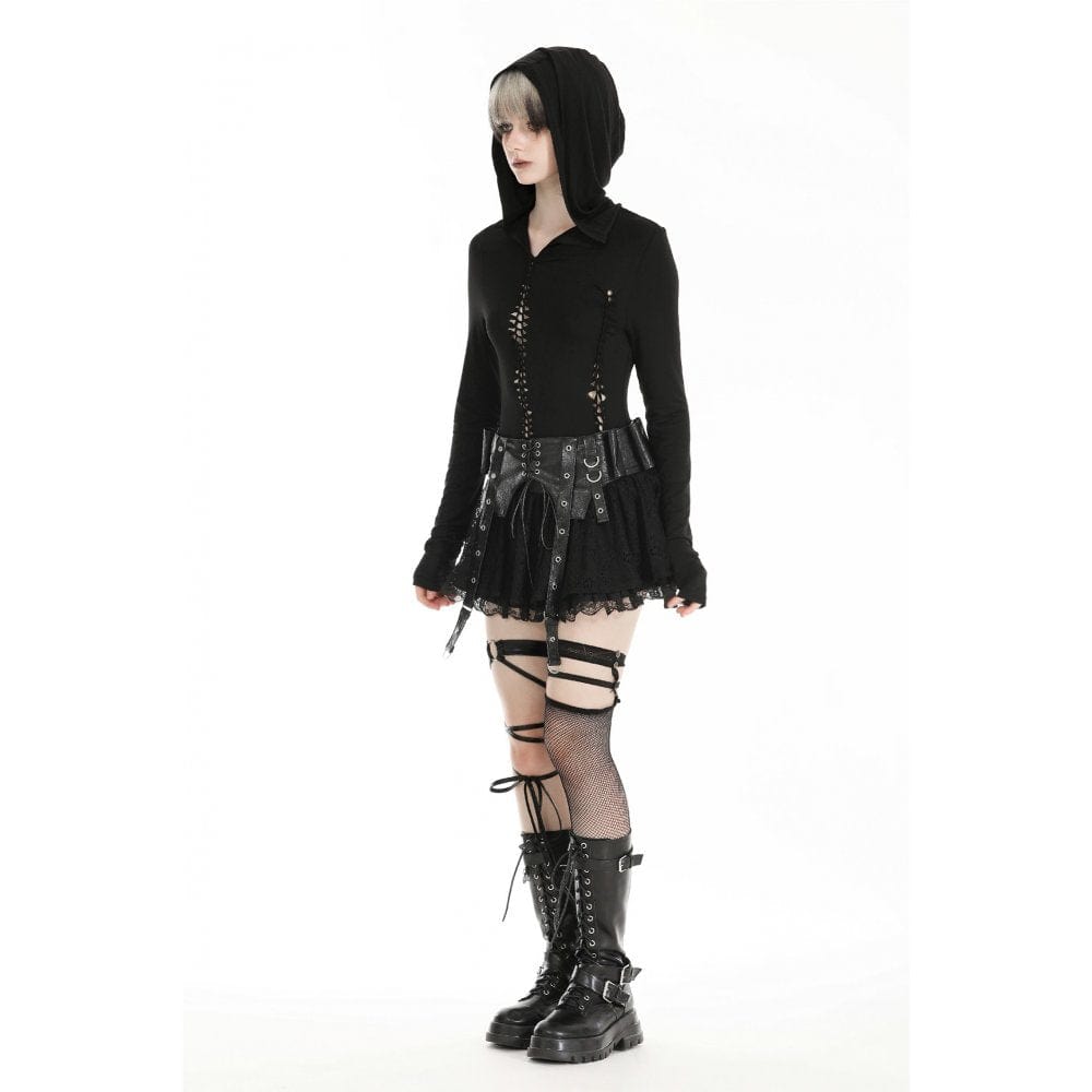 Darkinlove Women's Gothic Ripped Hoodies