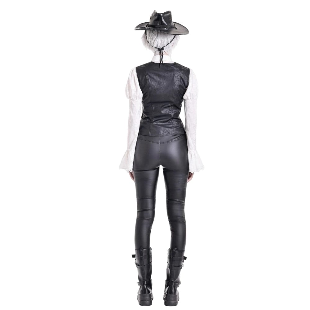 Darkinlove Women's Gothic Rivet Buckle Strap Zipper Vest