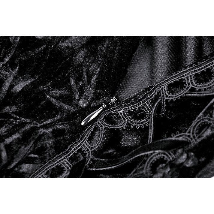 Darkinlove Women's Gothic Rose Embroidered Velvet Prom Fishtail Dress