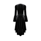 Darkinlove Women's Gothic Rose Lace Splice Ruffle High-Low Hem Flare Sleeve Velvet Dress