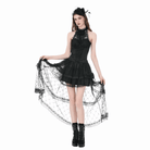 Darkinlove Women's Gothic Rose Ruched Halter Top