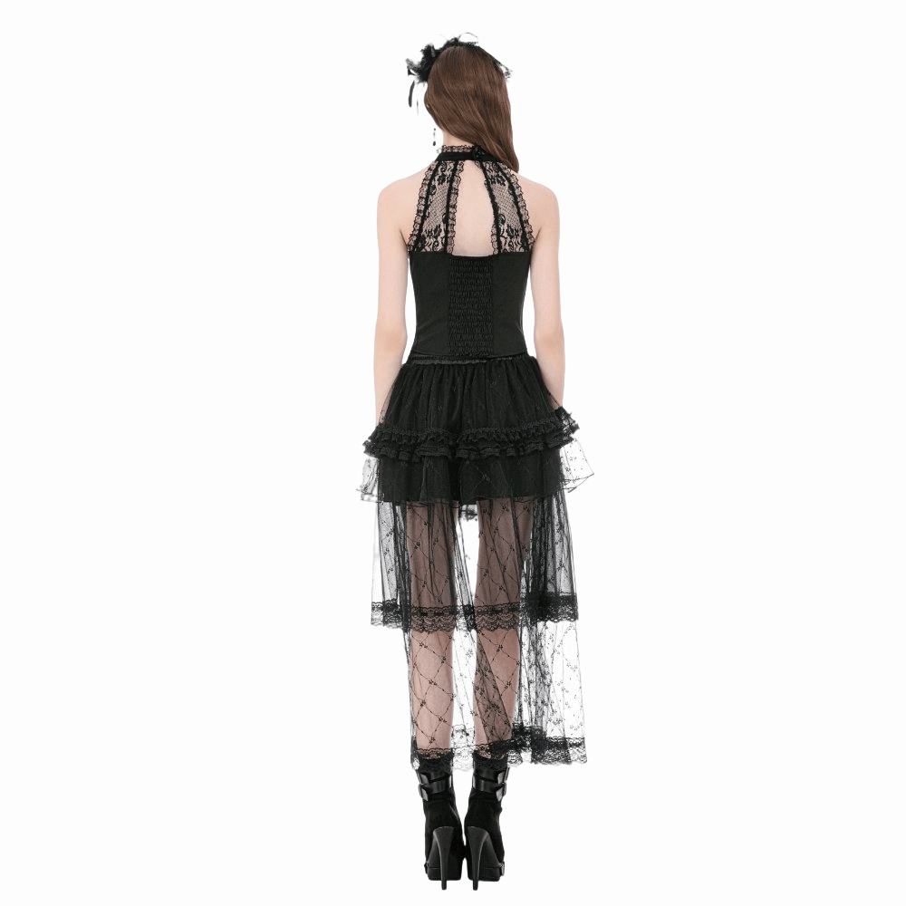 Darkinlove Women's Gothic Rose Ruched Halter Top