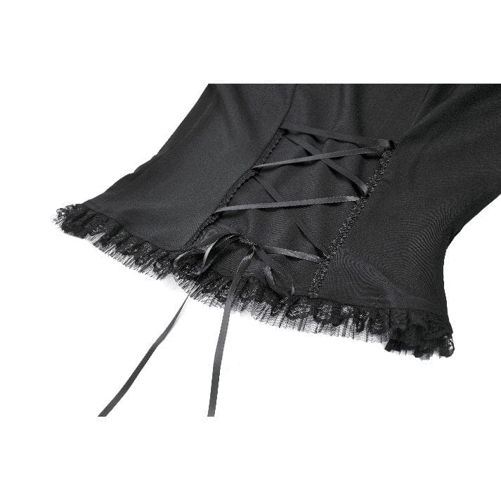 Darkinlove Women's Gothic Rose Ruffled Plunging Short Sleeved Shirt