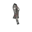 Darkinlove Women's Gothic Rose Skull Printed Mesh Sheer Long Sleeve Top