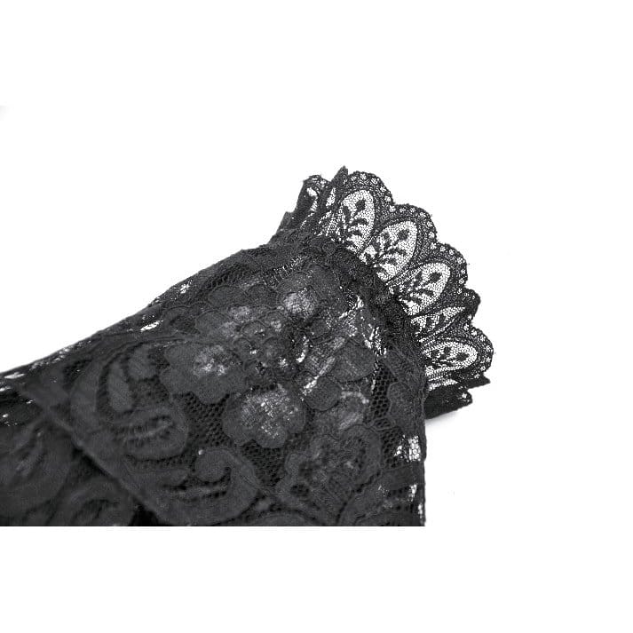 Darkinlove Women's Gothic Rose Velvet Splice Lace Flared Arm Sleeves
