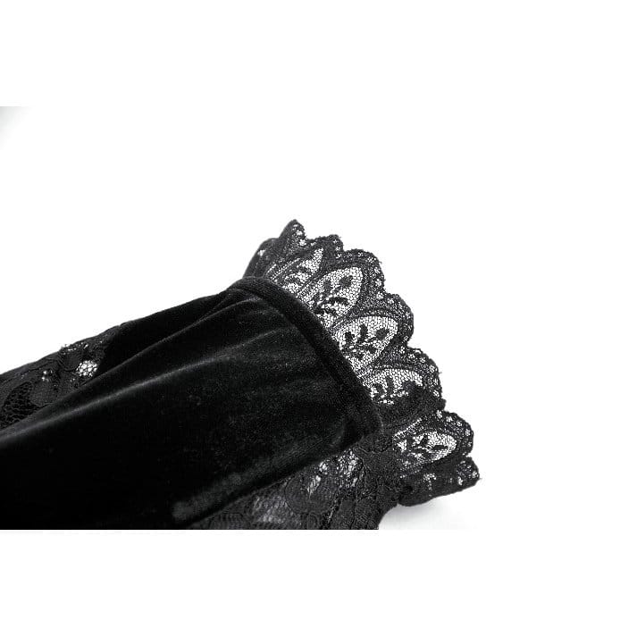 Darkinlove Women's Gothic Rose Velvet Splice Lace Flared Arm Sleeves