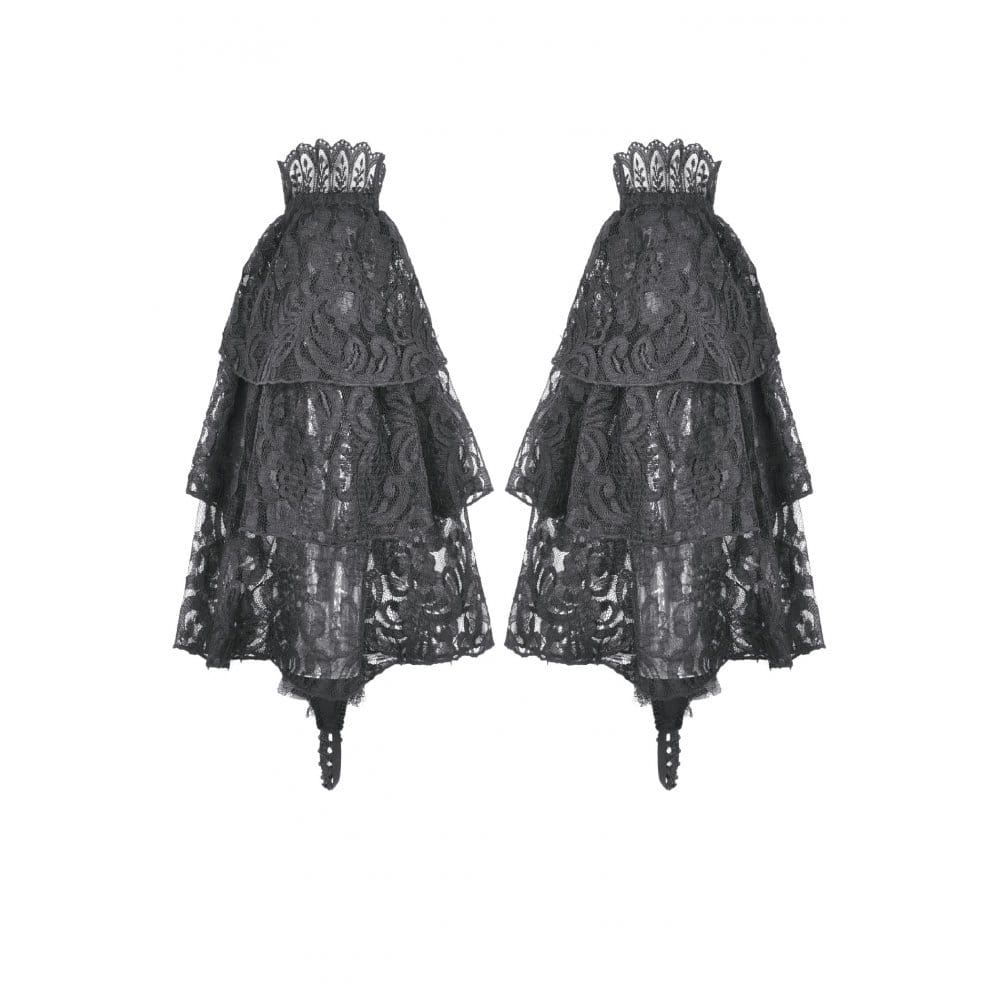 Darkinlove Women's Gothic Rose Velvet Splice Lace Flared Arm Sleeves