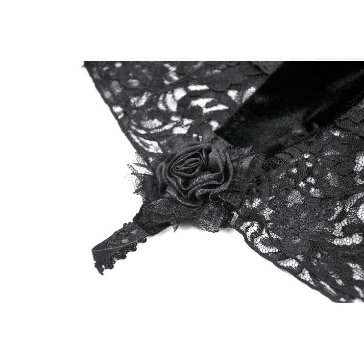 Darkinlove Women's Gothic Rose Velvet Splice Lace Flared Arm Sleeves