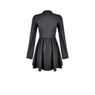 Darkinlove Women's Gothic Ruffle Cutout Heart Mock Neck Long Sleeved Short Dress
