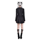 Darkinlove Women's Gothic Ruffle Cutout Heart Mock Neck Long Sleeved Short Dress