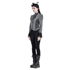 Darkinlove Women's Gothic Ruffle Lace Patchwork Pinstripe Long Sleeve Blouse