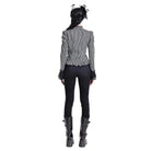 Darkinlove Women's Gothic Ruffle Lace Patchwork Pinstripe Long Sleeve Blouse