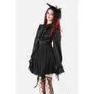 Darkinlove Women's Gothic Ruffle Lace Splice Lantern Sleeved Shirt