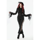 Darkinlove Women's Gothic Ruffle Lace Splice Lantern Sleeved Shirt